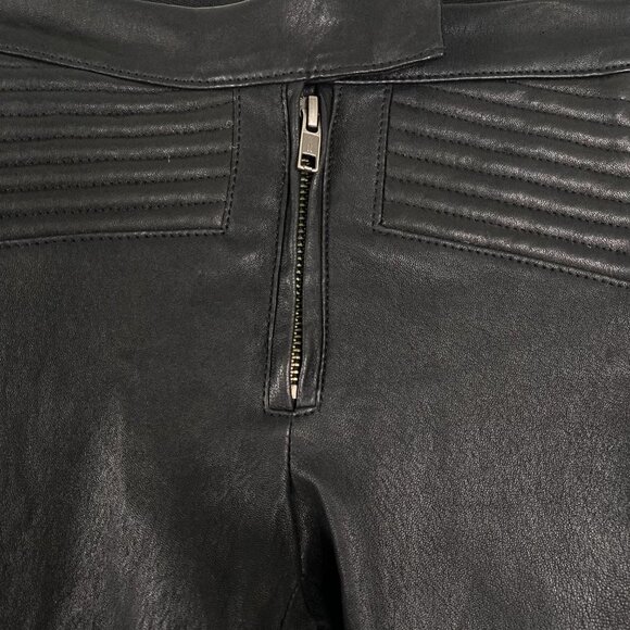 A.L.C. Pants Leather Cotton Black Leg‎ Zip Size 2 - Picture 3 of 10